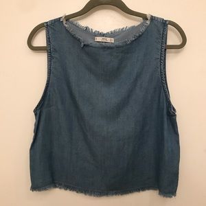 Mango chambray denim tank top blouse
